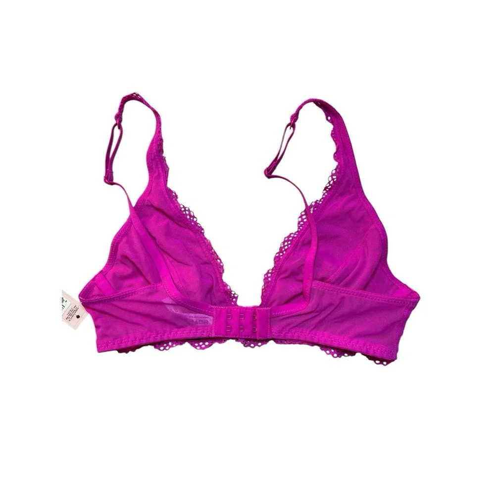 NEW Ambrielle Bra Small 5 Extreme Pink ‎ Lace Bralette J73J003 Adjustable Strap